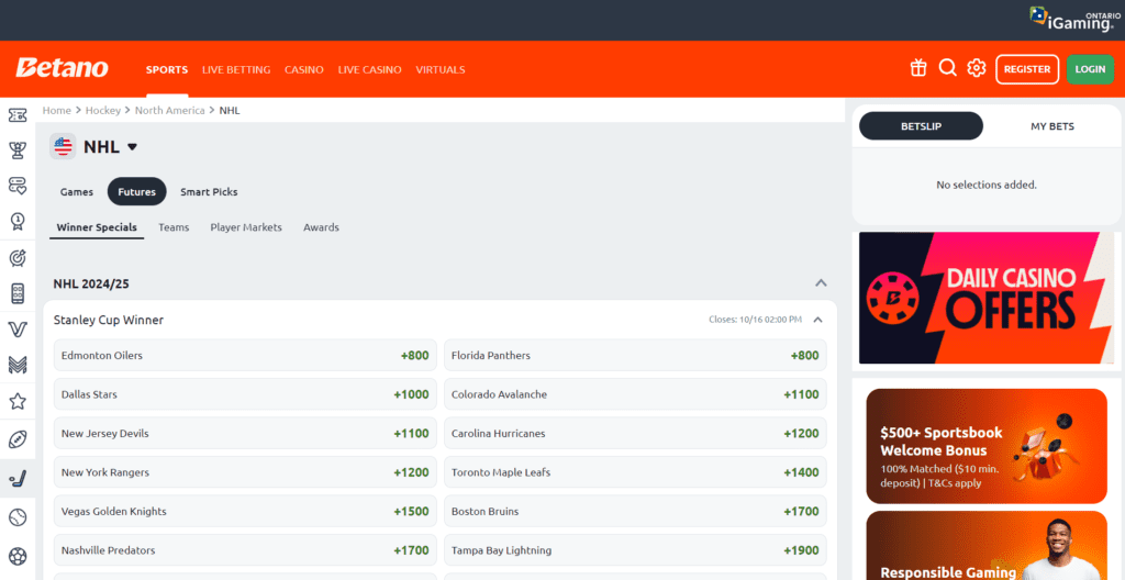 Betano NHL Predictions