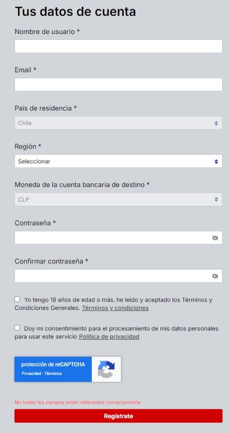 Completar el registro Rojabet es cuestión de segundos 