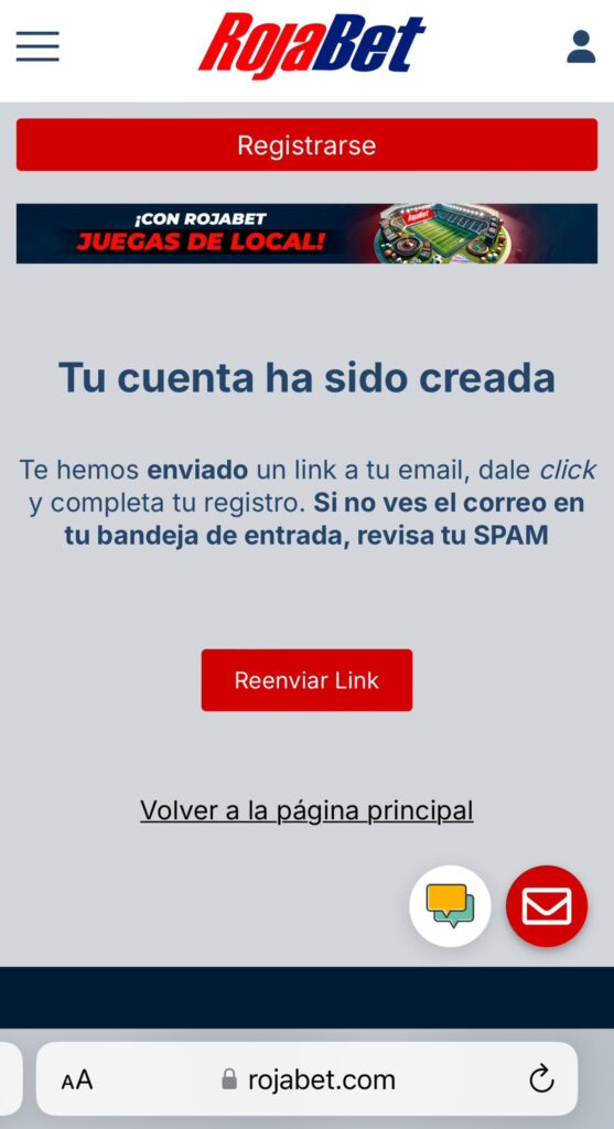 Después de rellenar el formulario, tu cuenta será creada y podrás disfrutar del Rojabet app