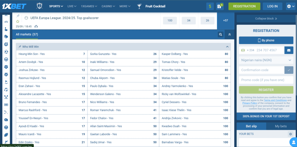 1xBet Europa League Predictions