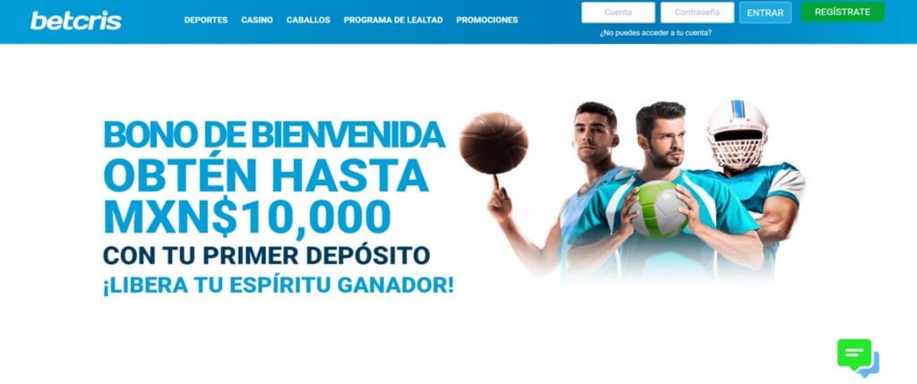 Betcris te da hasta $10.000 MXN por el 100% de tu primer depósito para apuestas deportivas 