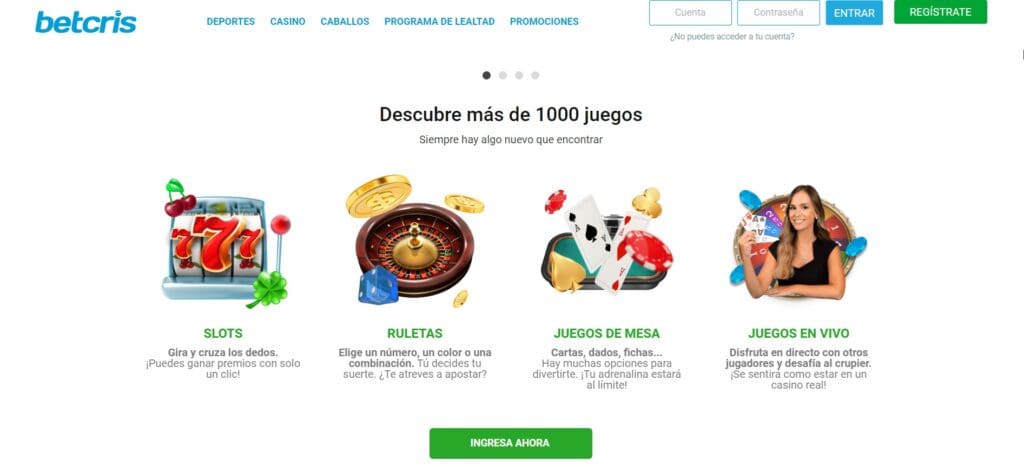 El casino de Betcris para México es de los más completos del mercado. 