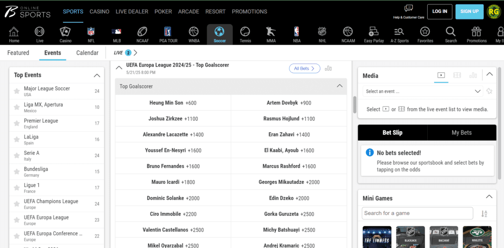 Borgata Online Europa League Predictions