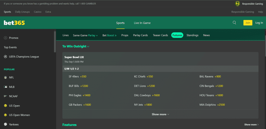 bet365 NFL predictions