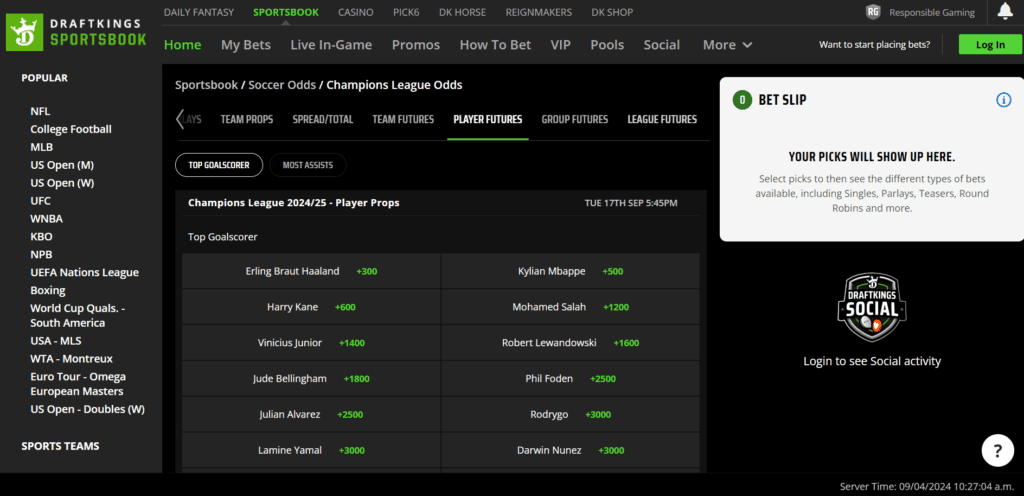 DraftKings Champions League Predictions